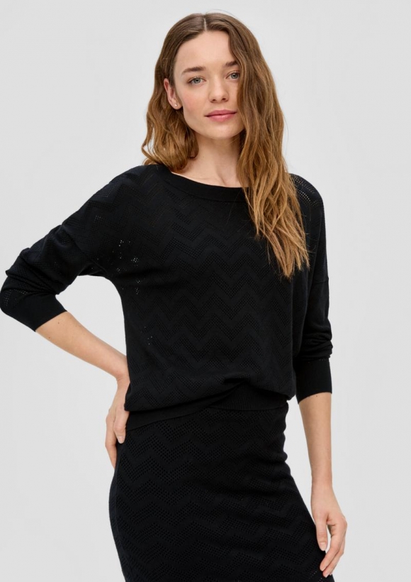 s.Oliver Pullover mit Ajourmuster - schwarz