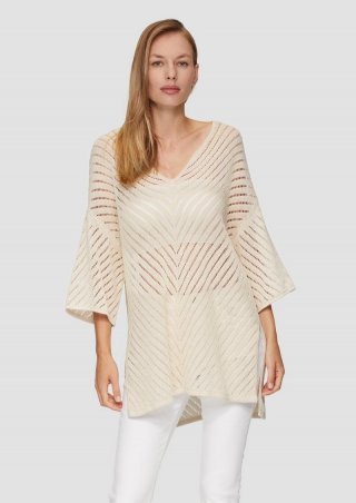 s.Oliver Stricktunika mit Lochmuster - beige