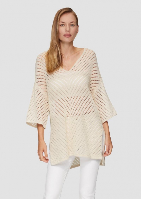 s.Oliver Stricktunika mit Lochmuster - beige