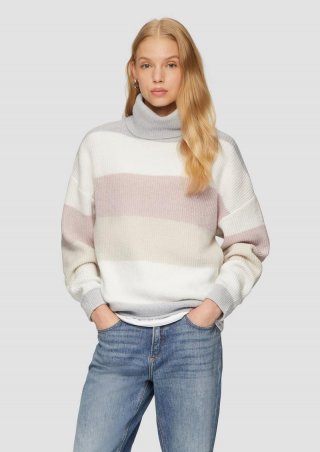 s.Oliver Flauschiger Oversize-Pullover mit Rollkragen - blassblau