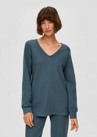 s.Oliver Pyjama-Sweatshirt aus reiner Baumwolle - petrol