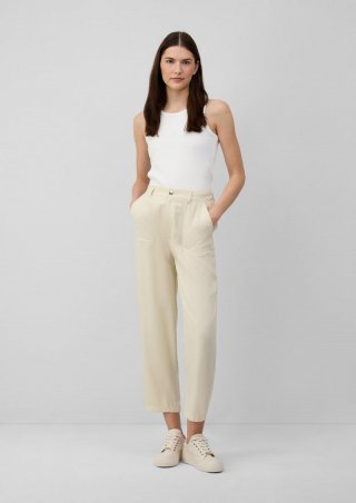 s.Oliver Cropped Barrel-Leg-Hose im Relaxed Fit mit Elastikbund - natur
