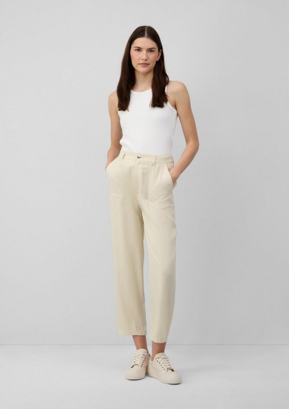 s.Oliver Cropped Barrel-Leg-Hose im Relaxed Fit mit Elastikbund - natur