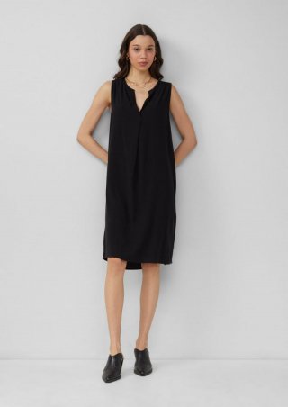 s.Oliver Knielanges Viskosekleid - schwarz