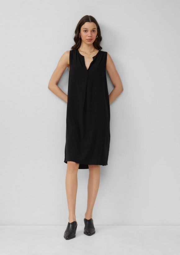 s.Oliver Knielanges Viskosekleid - schwarz