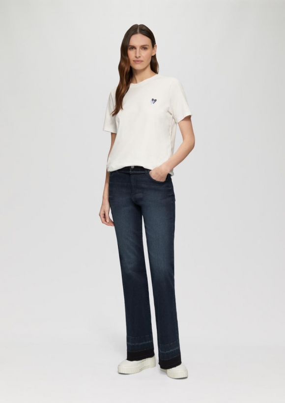s.Oliver Flared Jeans / Slim Fit / Mid Rise / Bootcut Leg / Gürtel - navy