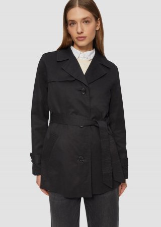 s.Oliver Kurzer Trench mit Gürtel - schwarz