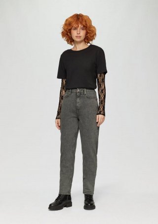 s.Oliver Ankle-Jeans Mom / Relaxed Fit / High Rise / Tapered Leg / Überfärbt - tannengrün