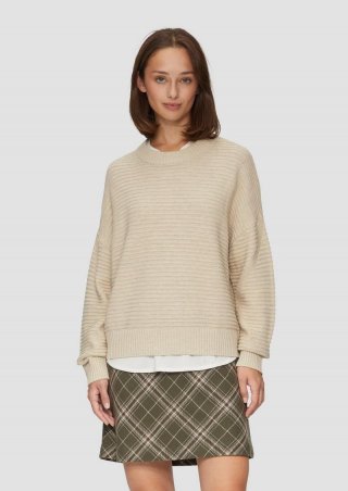 s.Oliver Oversized Strickpullover mit Ottoman-Struktur - beige