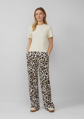 s.Oliver Wide-Leg Hose mit Leo-Muster - ecru