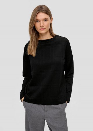 s.Oliver Sweatshirt mit Musterstruktur - schwarz