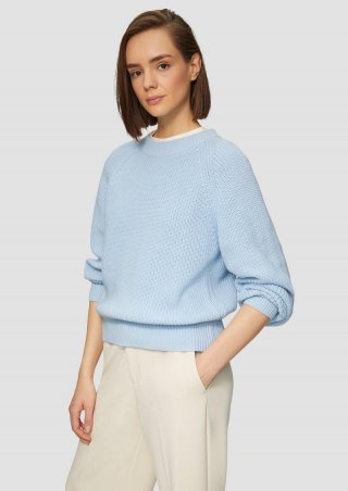 s.Oliver Strickpullover mit Raglan-Ärmeln und Rippbündchen - hellblau
