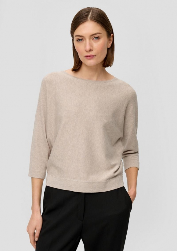 s.Oliver Strickpullover mit Fledermausarm - beige