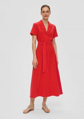 s.Oliver Kurzarmkleid mit Bindeband - preiselbeere
