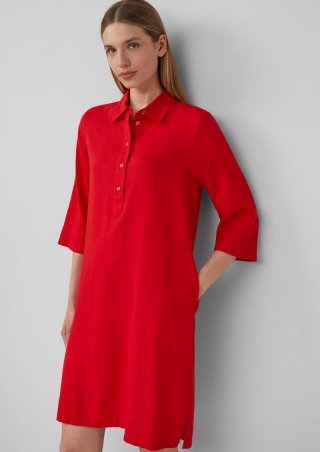 s.Oliver Kurzes Blusenkleid aus Leinenmix mit Eingrifftaschen - rot