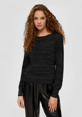 s.Oliver Feinstrickpullover mit Glitzergarn - schwarz