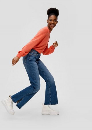 s.Oliver Jeans Reena / Slim Fit / High Rise / Flared Leg / geschlitzter Saum - blau