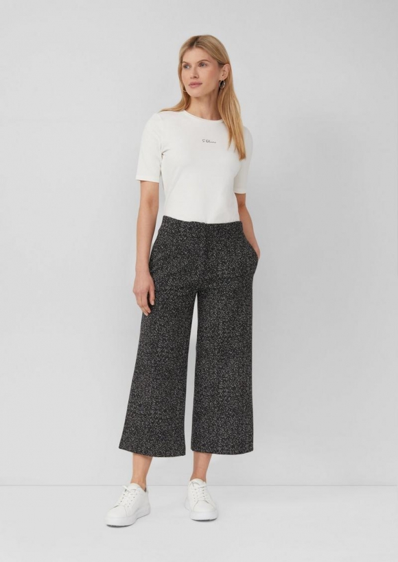 s.Oliver Culotte aus Jersey mit Fischgratmuster - schwarz
