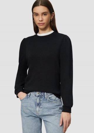 s.Oliver Viskosemix-Sweatshirt mit Puffärmeln - schwarz
