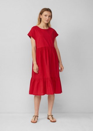 s.Oliver Stufenkleid im Relaxed Fit mit überschnittenen Schultern - mohnrot