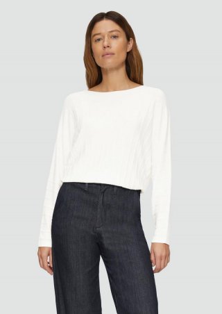 s.Oliver Strickpullover mit Fledermausarm und Strukturmuster - creme
