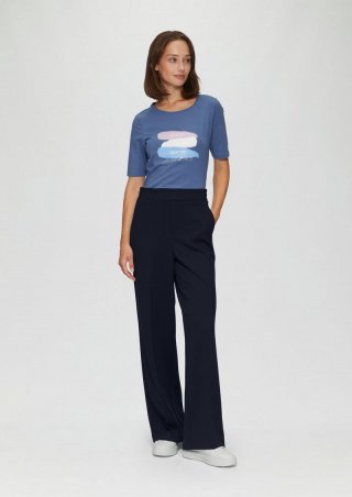 s.Oliver Hose mit Wide Leg und Dobby-Struktur - navy