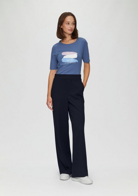 s.Oliver Hose mit Wide Leg und Dobby-Struktur - navy