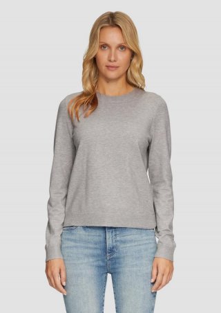 s.Oliver Weicher Pullover mit Rundhalsausschnitt aus Viskosemix - grau meliert