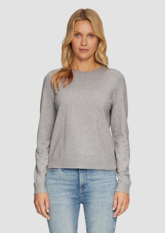 s.Oliver Weicher Pullover mit Rundhalsausschnitt aus Viskosemix - grau meliert