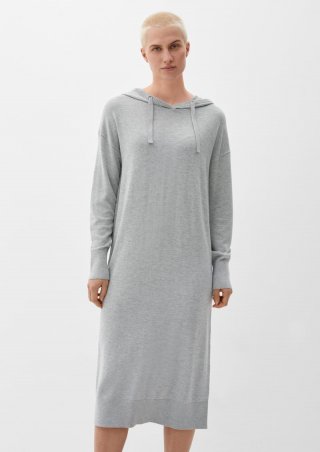s.Oliver Strickkleid mit Kapuze - grau meliert