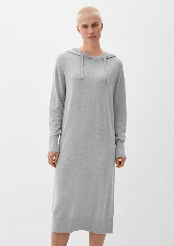 s.Oliver Strickkleid mit Kapuze - grau meliert