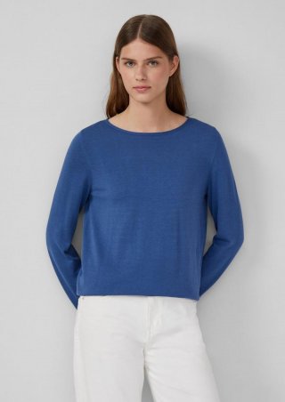 s.Oliver Weicher Feinstrickpullover mit Rollkanten - royalblau