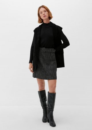 s.Oliver Minirock aus Tweed - schwarz