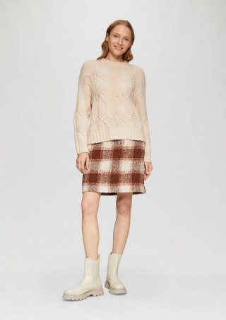 s.Oliver Kurzer Bouclé-Rock mit Musterung - beige