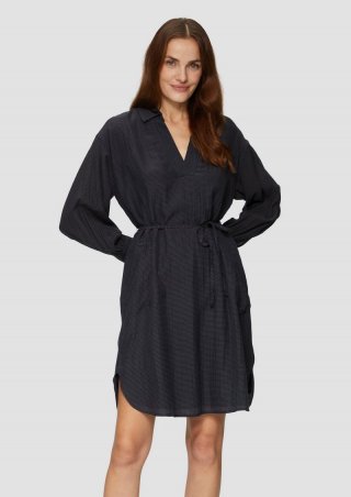 s.Oliver Hemdblusenkleid aus Viskosemix mit Strukturmuster - navy