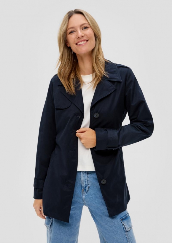 s.Oliver Wasserabweisender Trenchcoat mit Twillfutter - navy