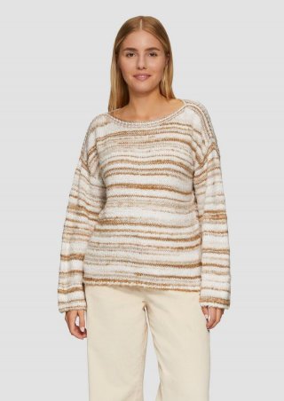s.Oliver Strukturierter Relaxed Fit-Pullover mit überschnittenen Schultern - hellbraun