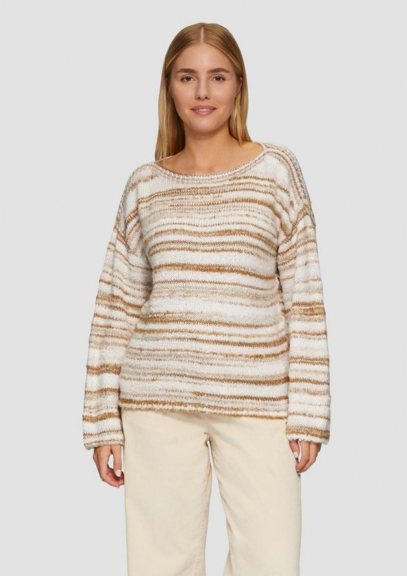 s.Oliver Strukturierter Relaxed Fit-Pullover mit überschnittenen Schultern - hellbraun
