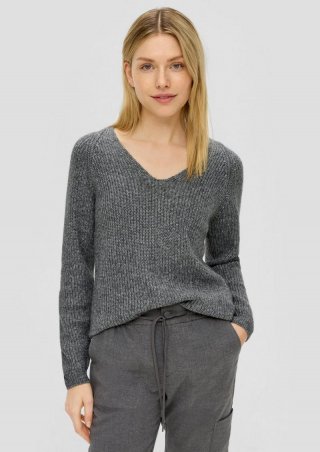 s.Oliver Strickpullover mit Rippstruktur - graphit