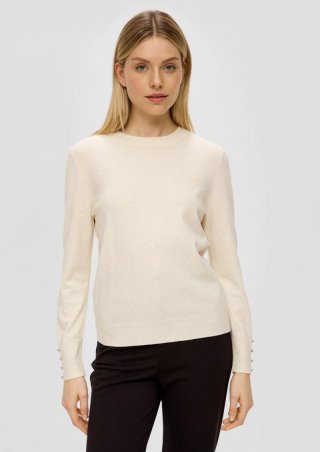 s.Oliver Feinstrickpullover mit Zierknöpfen - beige