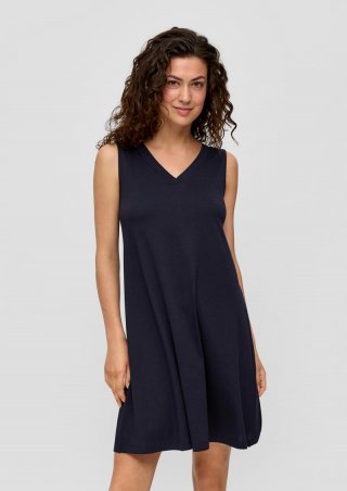 s.Oliver Fließendes Kleid mit gekreuztem Riemen-Detail am Rücken - navy