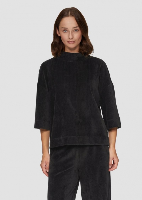s.Oliver Sweatshirt mit Cord-Struktur - schwarz
