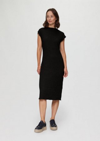 s.Oliver Kleid in Crêpe-Optik - schwarz