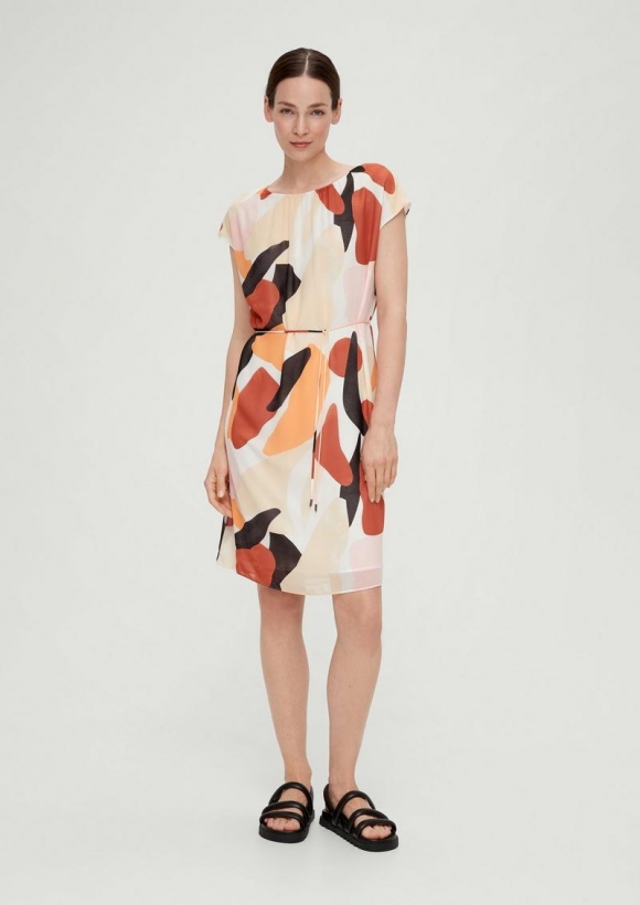 s.Oliver Chiffonkleid mit Raffung - ecru