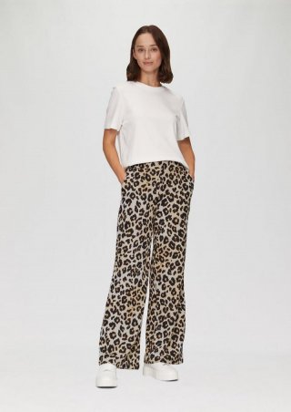 s.Oliver Hose mit Wide Leg aus strukturiertem Jersey - creme