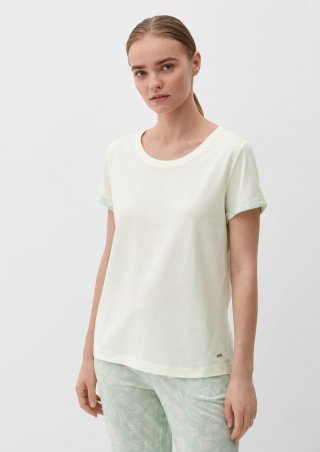 s.Oliver Pyjama-Shirt mit fixiertem Armumschlag - ecru