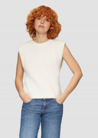 s.Oliver Weicher Strickpullunder mit Crew Neck - ecru