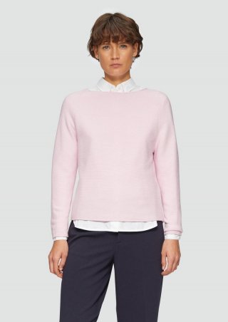 s.Oliver Strickpullover mit U-Boot-Ausschnitt und Rollsaum - zartrosa