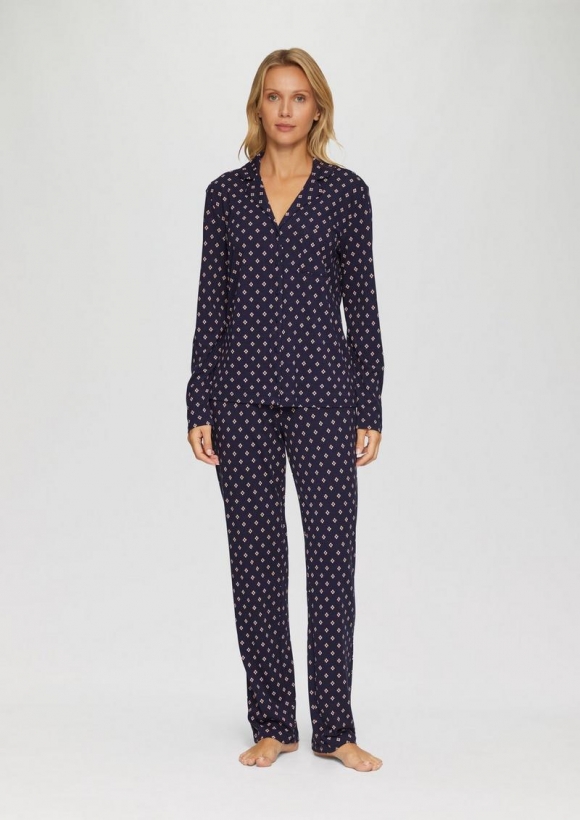 s.Oliver Pyjama mit Print - navy