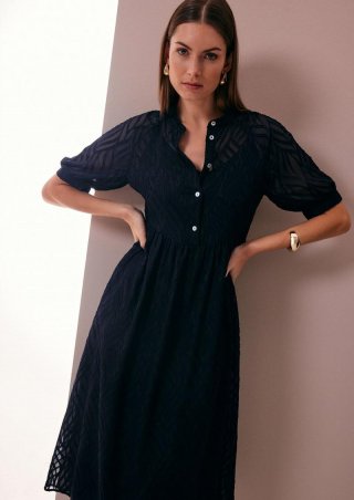 s.Oliver Semitransparentes Maxikleid mit Futter - navy